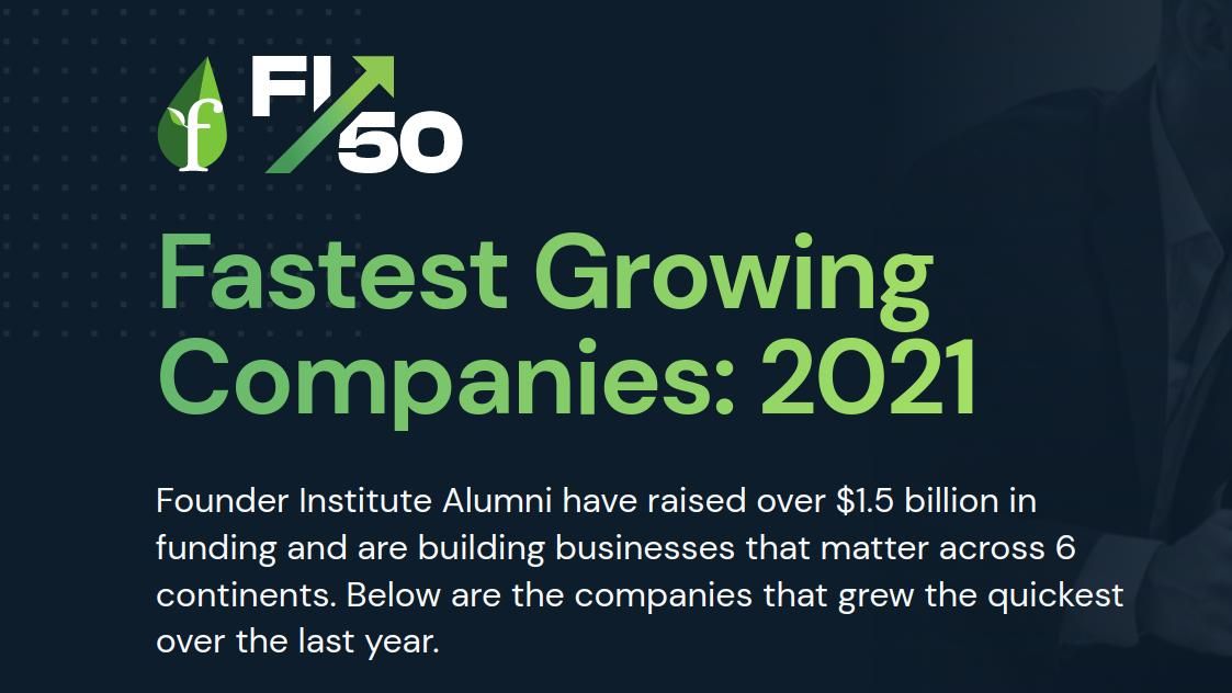 Founder Institute: Fastest Growing Companies: 2021